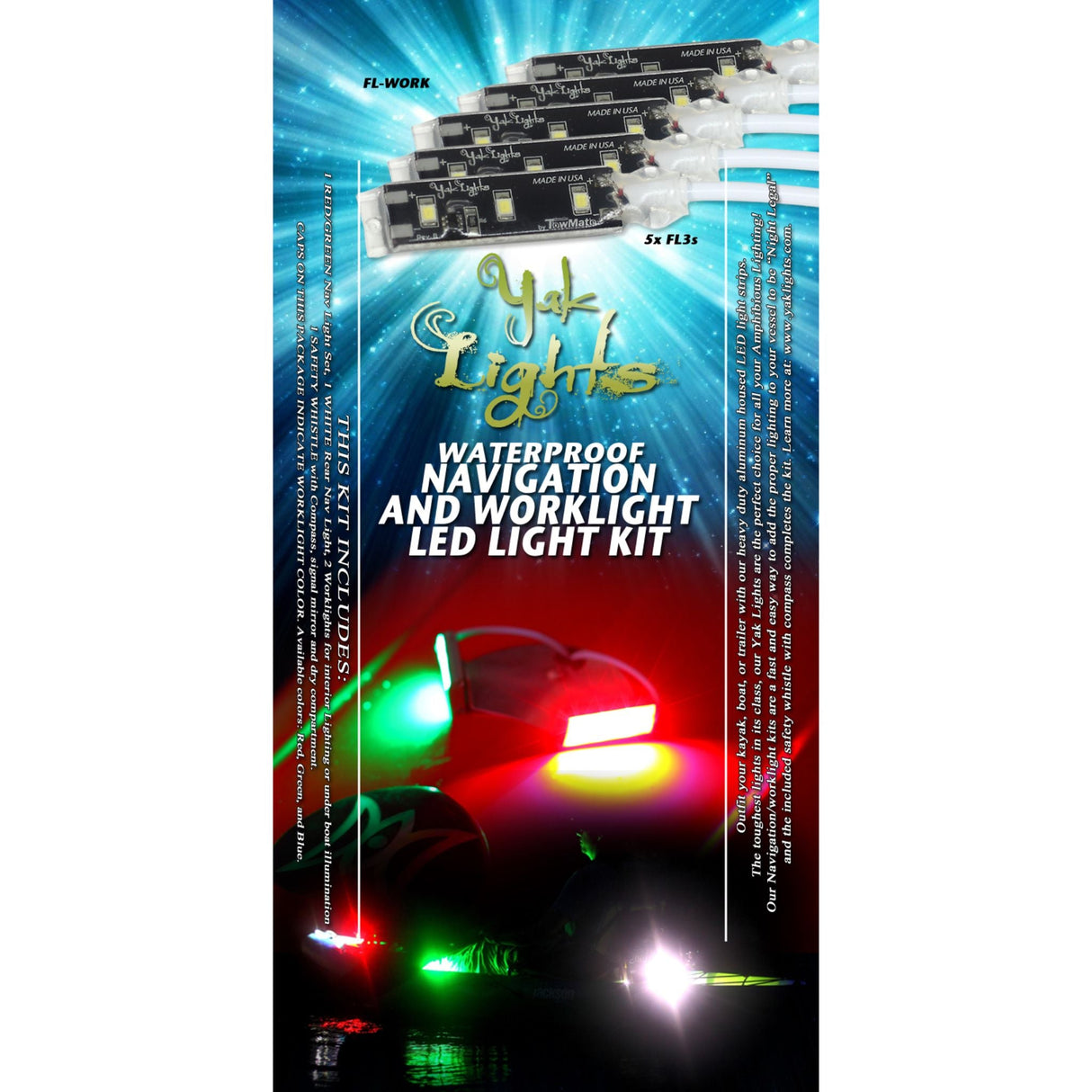 Yak Lights Flex Lights Series Kayak Navigation and Work Lights Kit