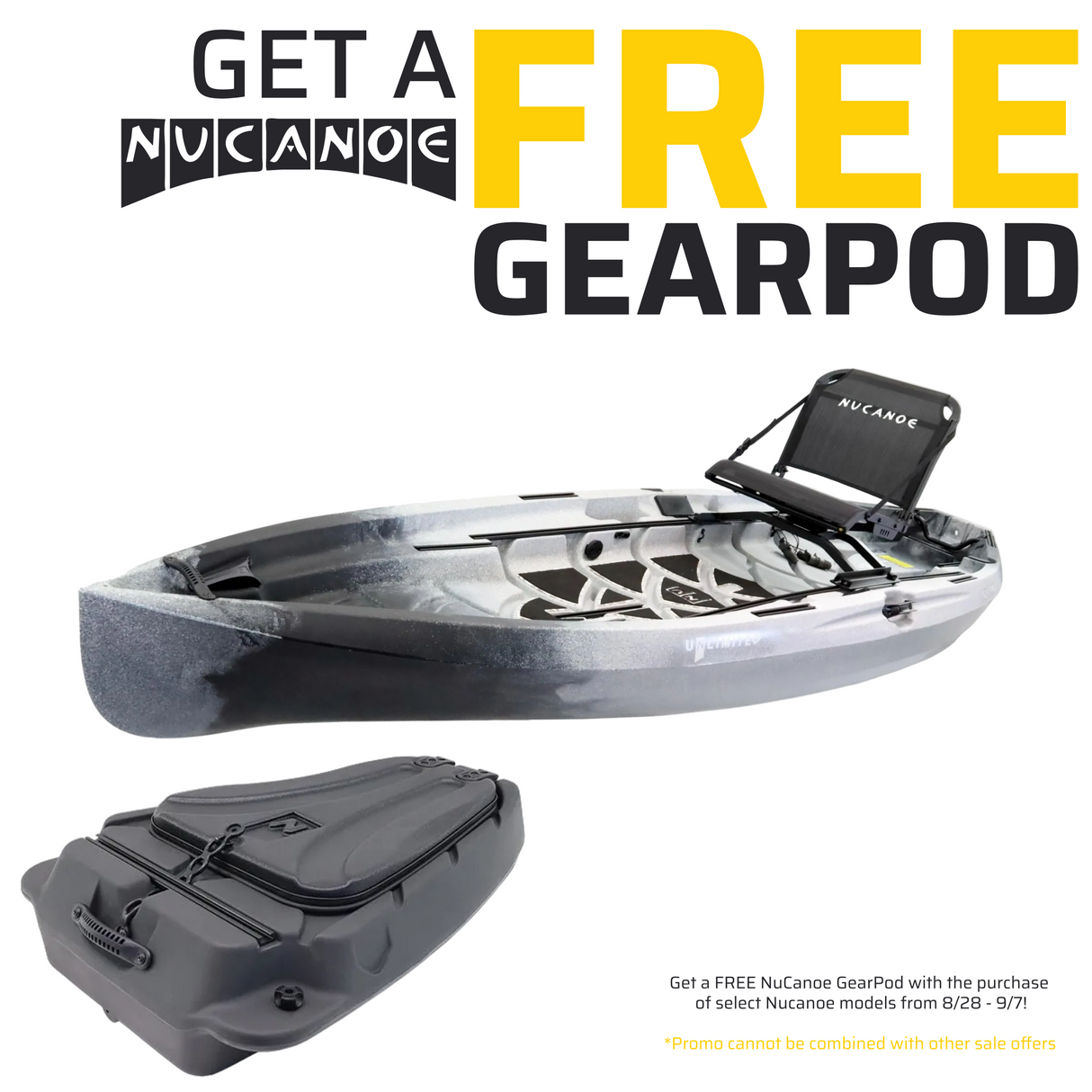 NuCanoe UNLIMITED Sit-on-Top Fishing/Hunting Kayak (Paddle, Pedal Drive, OR Motorized)