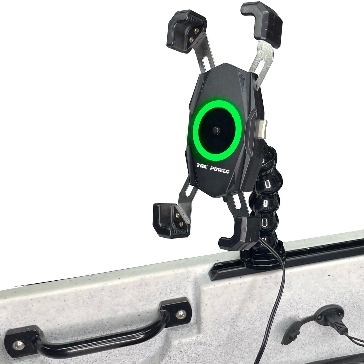 Yak-Power 12 Volt Wireless Fast Charger (15W) with 360 Degree Adjustable Gooseneck Action Mount