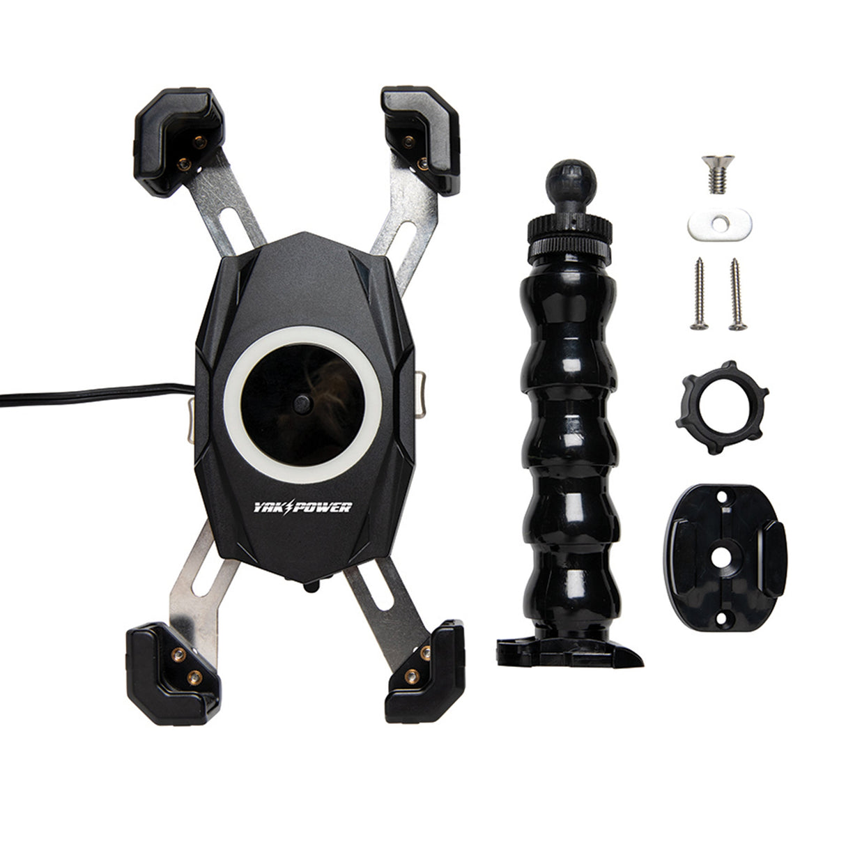 Yak-Power 12 Volt Wireless Fast Charger (15W) with 360 Degree Adjustable Gooseneck Action Mount