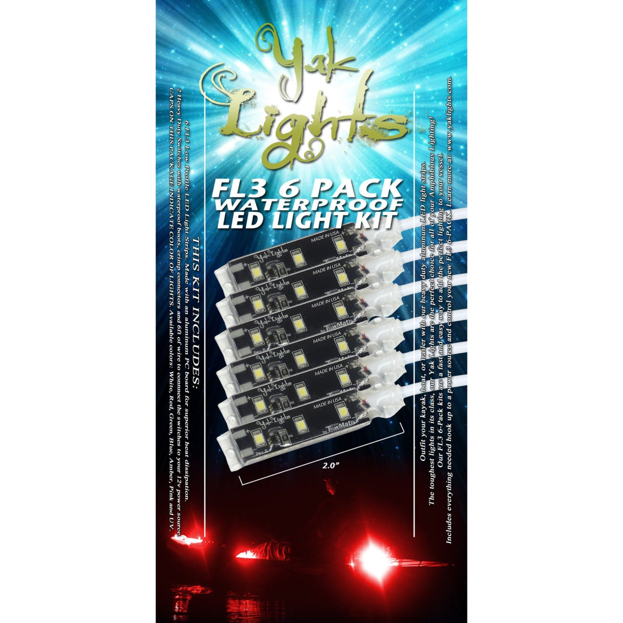 Yak Lights Flex Lights Series Waterproof Kayak LED Strips (6 Pack)