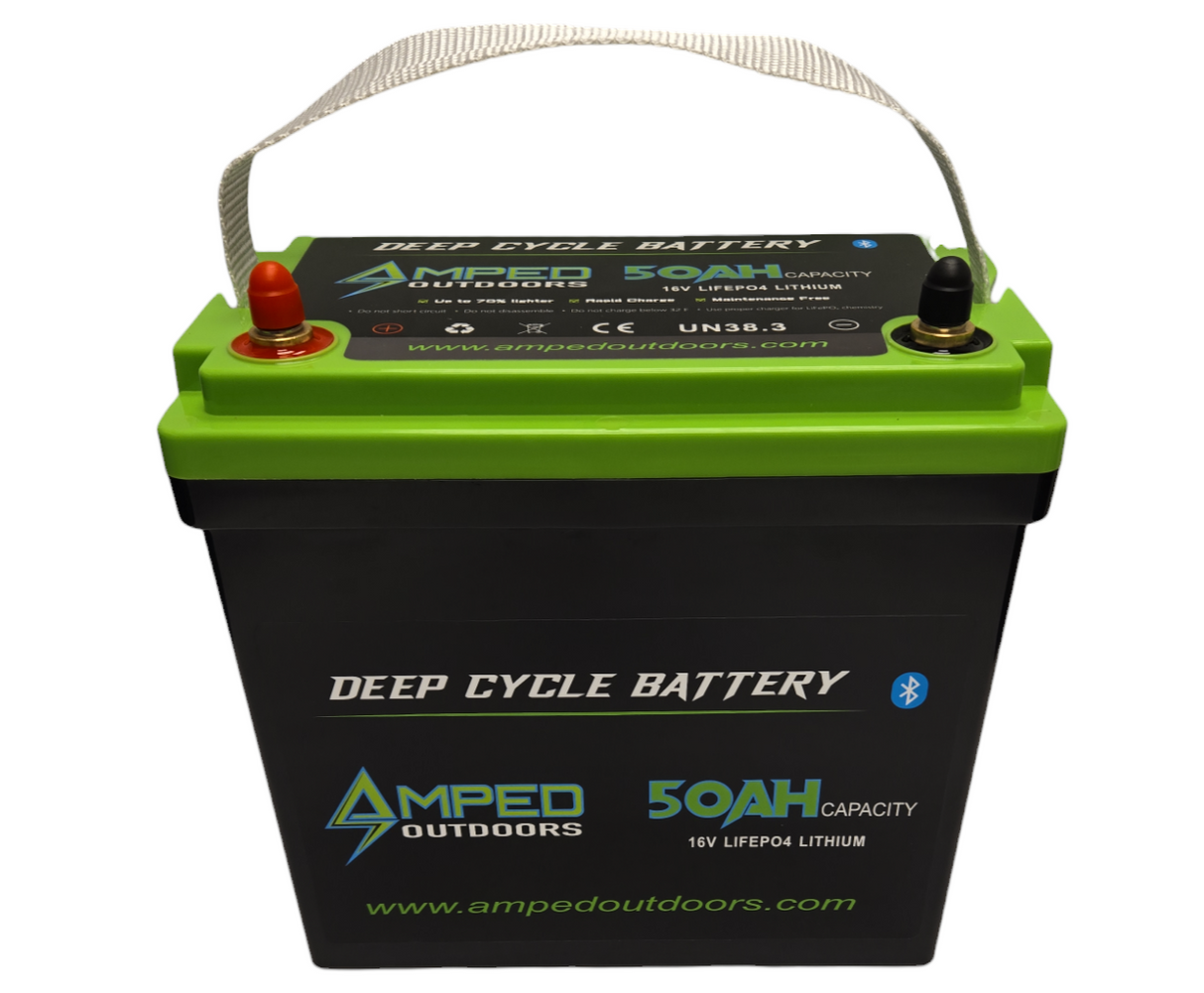 Amped Outdoors 16V 50Ah LiFePO4 Battery + Charger