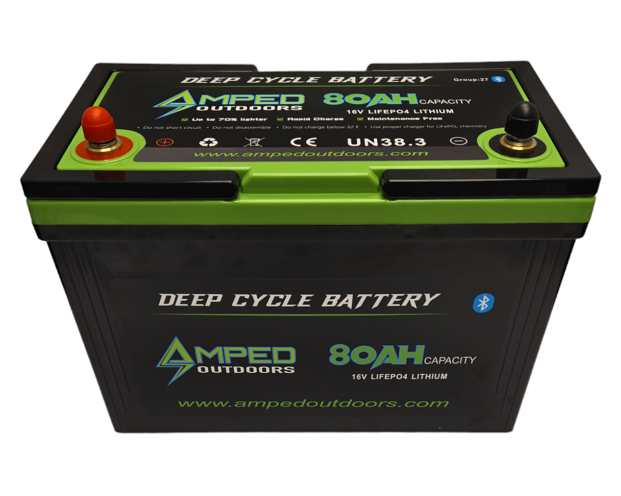 Amped Outdoors 16V 80Ah LiFePO4 Battery + Charger