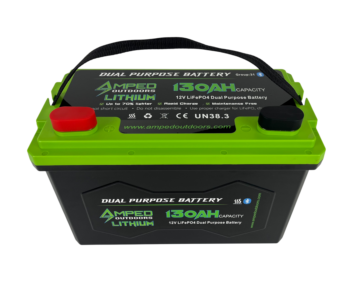 Amped Outdoors 12.8V 130Ah Dual Purpose Lithium Battery (Cranking)