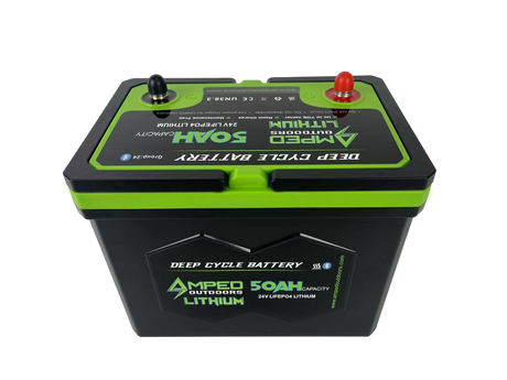Amped Outdoors 2x 24V 50AH (100AH Total) Trolling Motor Lithium Battery Bundle with Charger