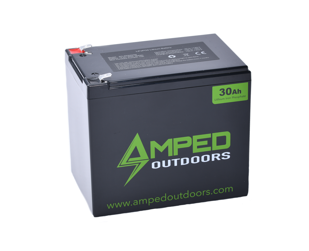 Amped Outdoors 30 AH Wide 12 Volt LIFEPO4 Lithium Battery