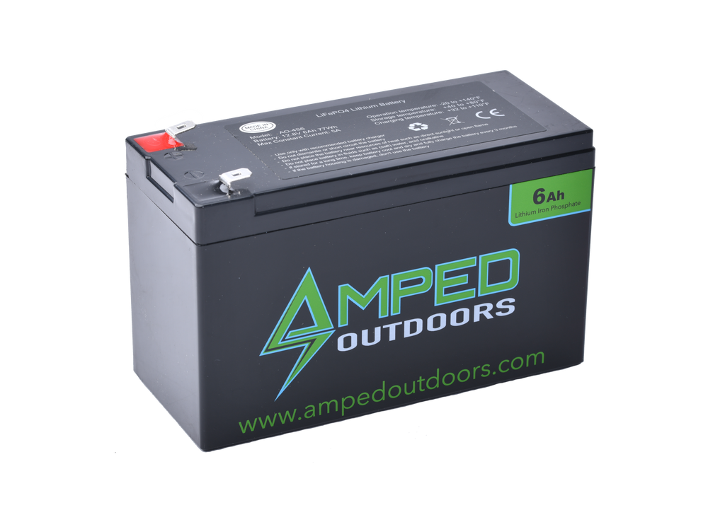 Amped Outdoors 6 AH 12 Volt LIFEPO4 Lithium Battery