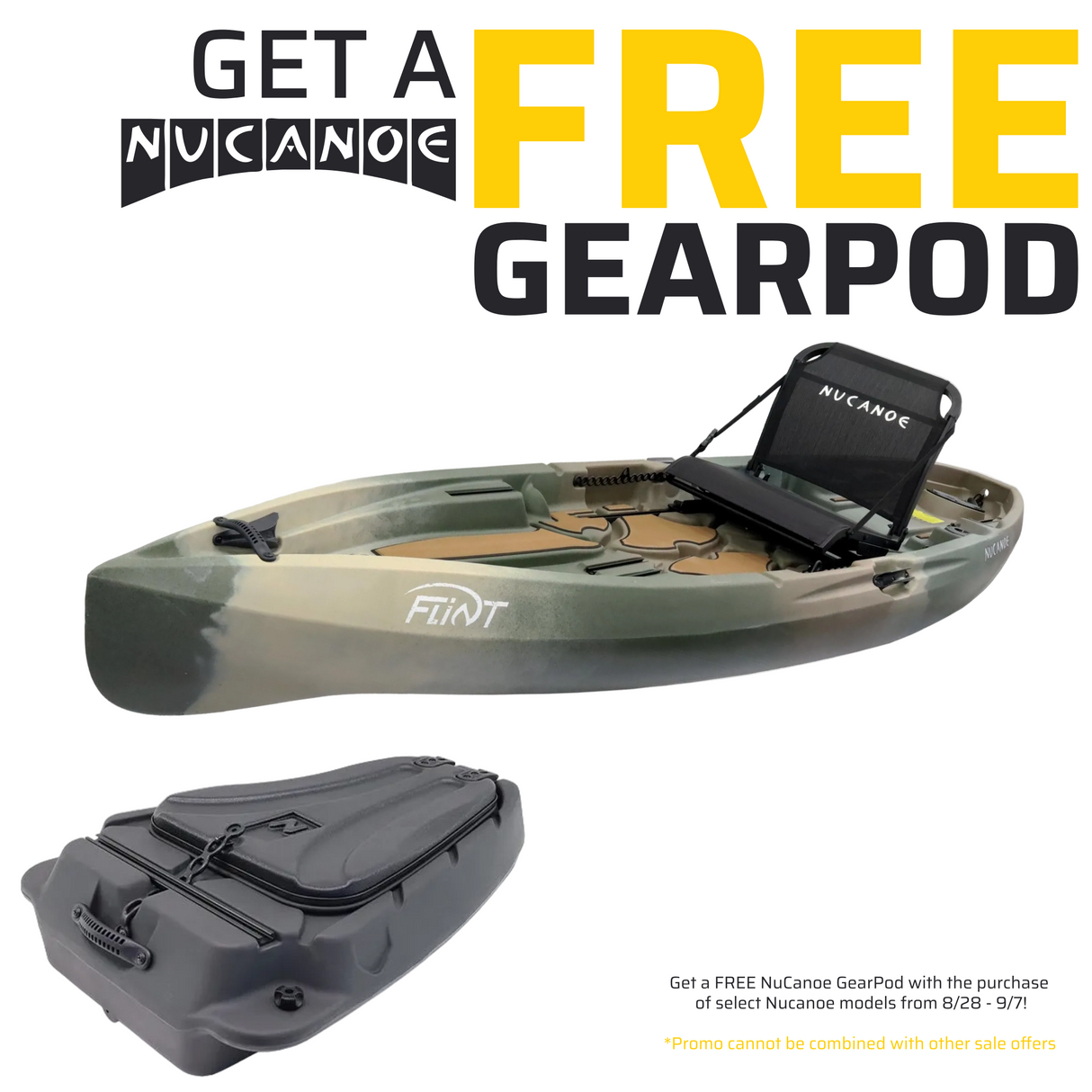 NuCanoe Flint Sit-on-Top Fishing/Hunting Kayak (Paddle, Pedal Drive, OR Motorized)