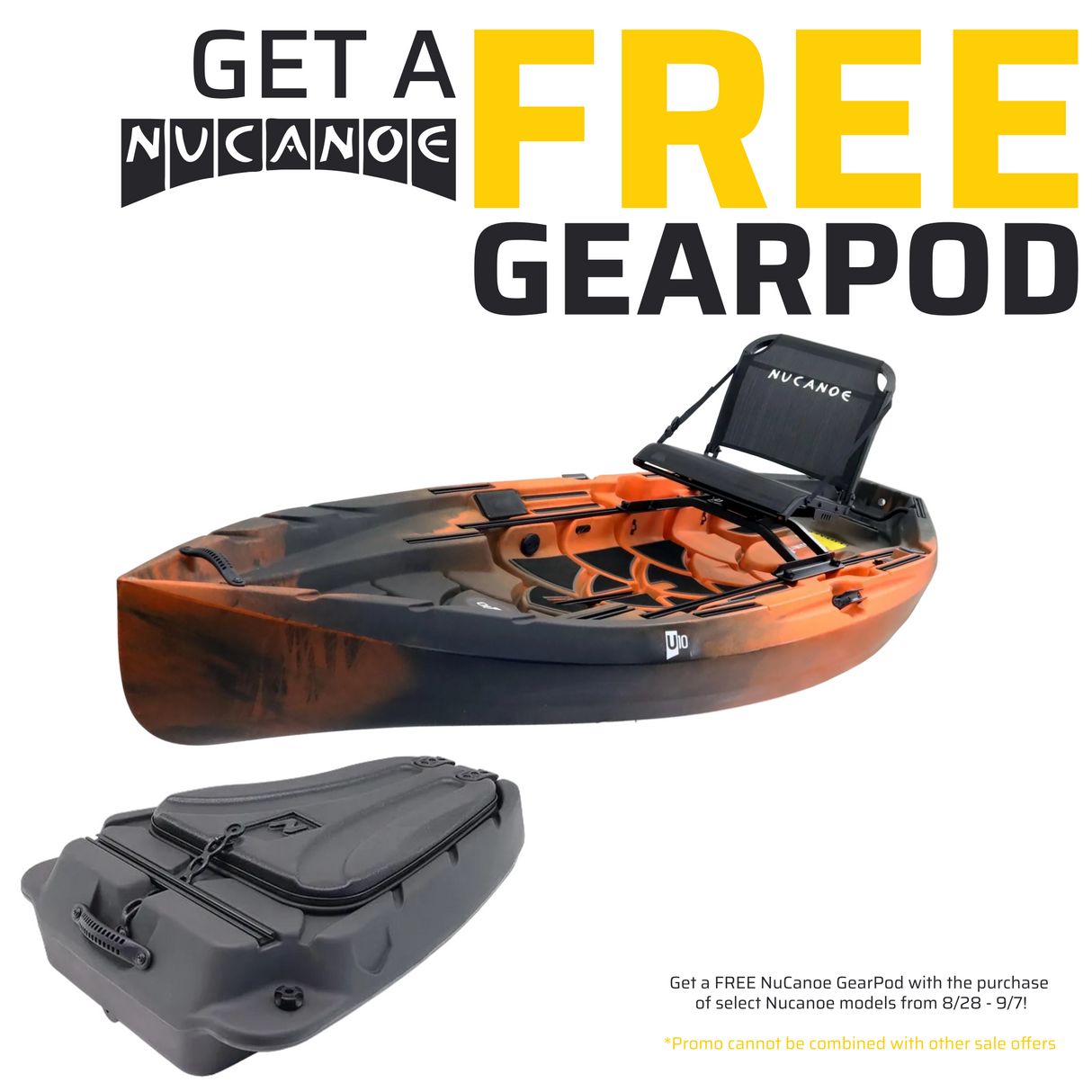 NuCanoe U10 Sit-on-Top Fishing/Hunting Kayak (Paddle, Pedal Drive, OR Motorized)