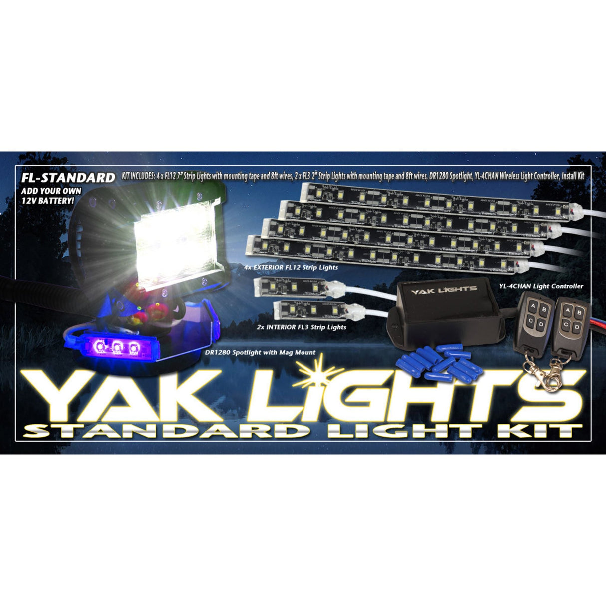 Yak Lights Flex Lights Series Standard Wireless Kit with DR-1280 Spotlight
